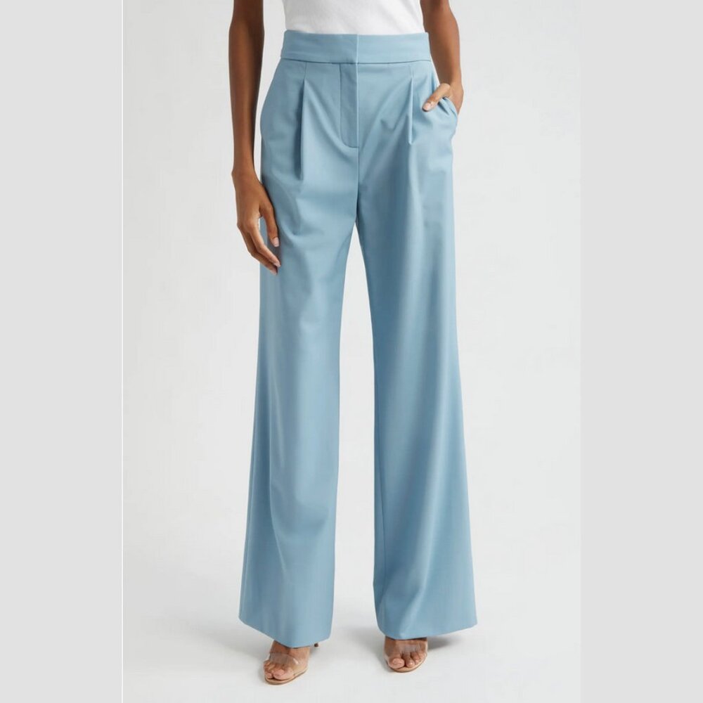 NEW Veronica Beard - Size 12 Robinne Stretch Virgin Wool Blend Pants - Sea Glass